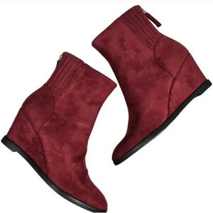 Dolce Vita Tippy Ankle Boots 6 NWT Red Suede Burgundy Ankle Booties Comfort